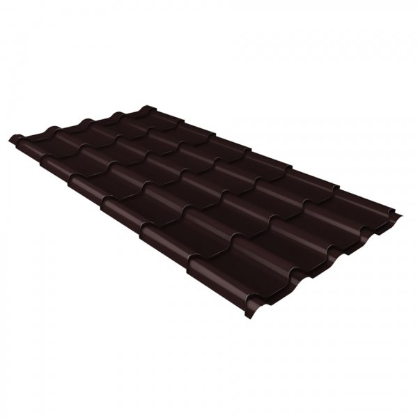 Металлочерепица 1,18х1,15 м толщина 0,5 мм Стальной Бархат/Rooftop Matte коричневая RAL 8017