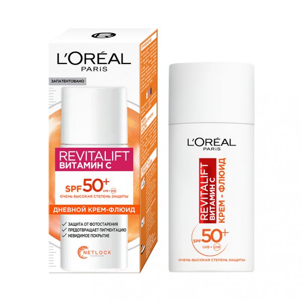 Крем-флюид для лица `LOREAL` `REVITALIFT` ВИТАМИН С SPF50+ дневной 50 мл