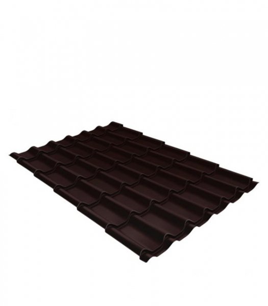 Металлочерепица 1,18х3,60 м толщина 0,5 мм Стальной Бархат/Rooftop Matte коричневая RAL 8017